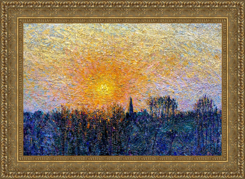 View of Bazincourt, Sunset – Camille Pissarro, 1884