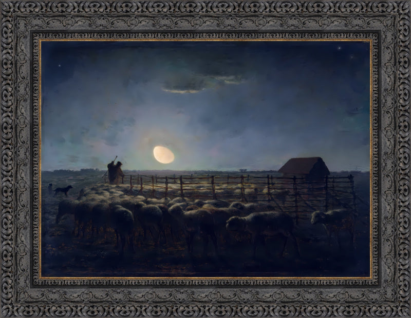 The Sheepfold, Moonlight – Jean-François Millet, c. 1856-1860