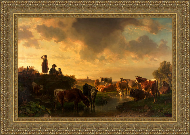 Evening on the Pasture (Abend auf der Viehweide) – Johann Friedrich Voltz, 1860