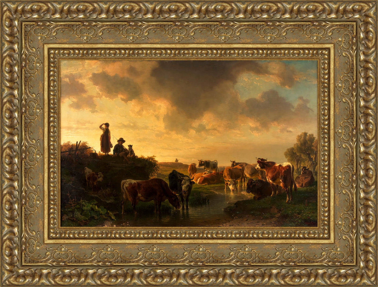Evening on the Pasture (Abend auf der Viehweide) – Johann Friedrich Voltz, 1860