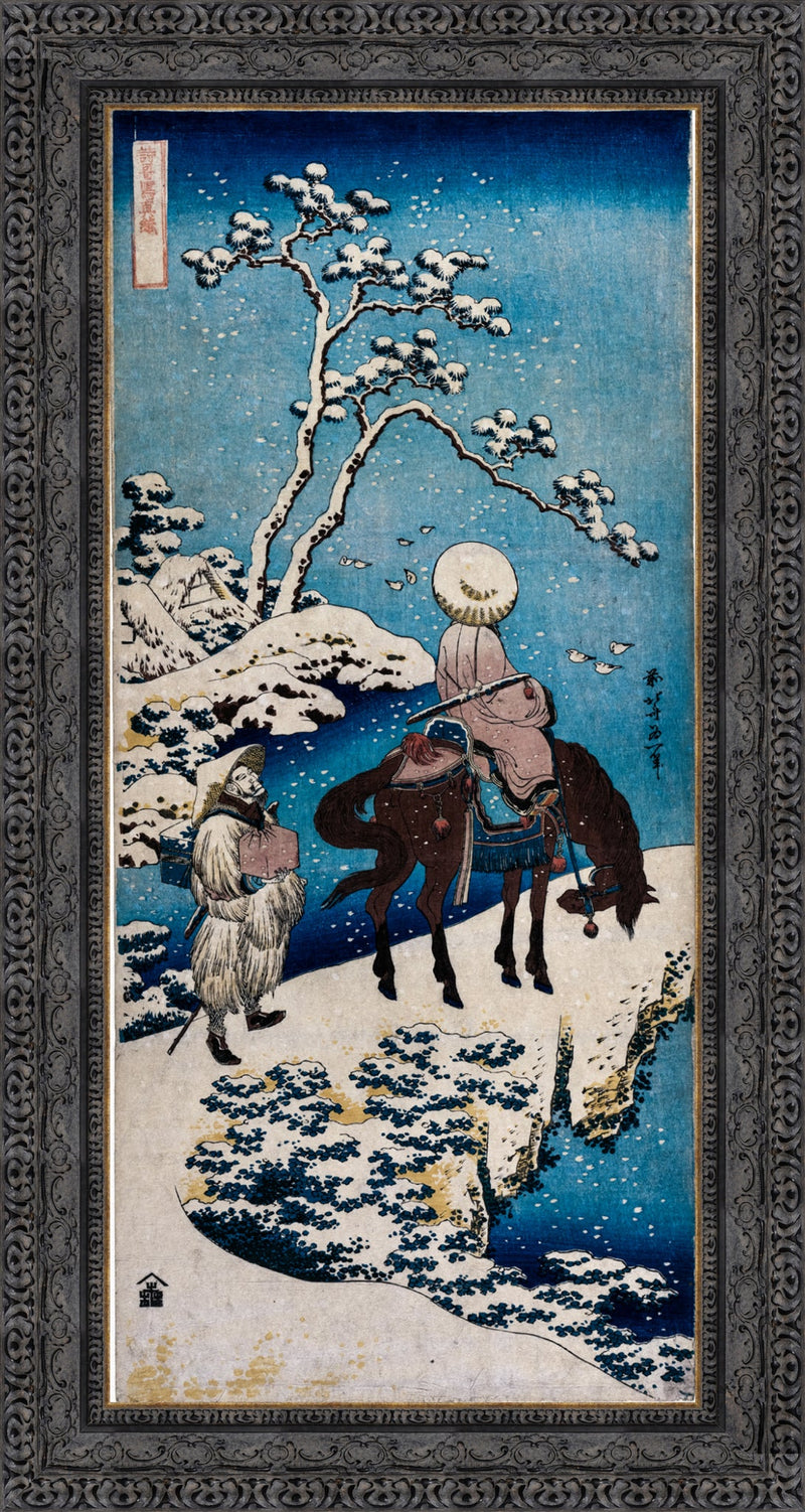 Chinese Official Pausing on the Bridge to View the Snow – Katsushika Hokusai, 1830