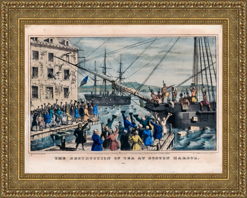 Destruction of Tea at Boston Harbor – Nathaniel Currier, 1846
