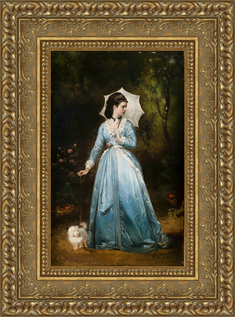 A Young Woman Walking Her Dog – Pierre Auguste Cot, c. 1874