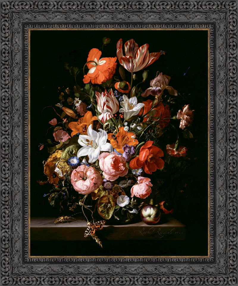 Flowers In A Glass Vase – Rachel Ruysch, 1704