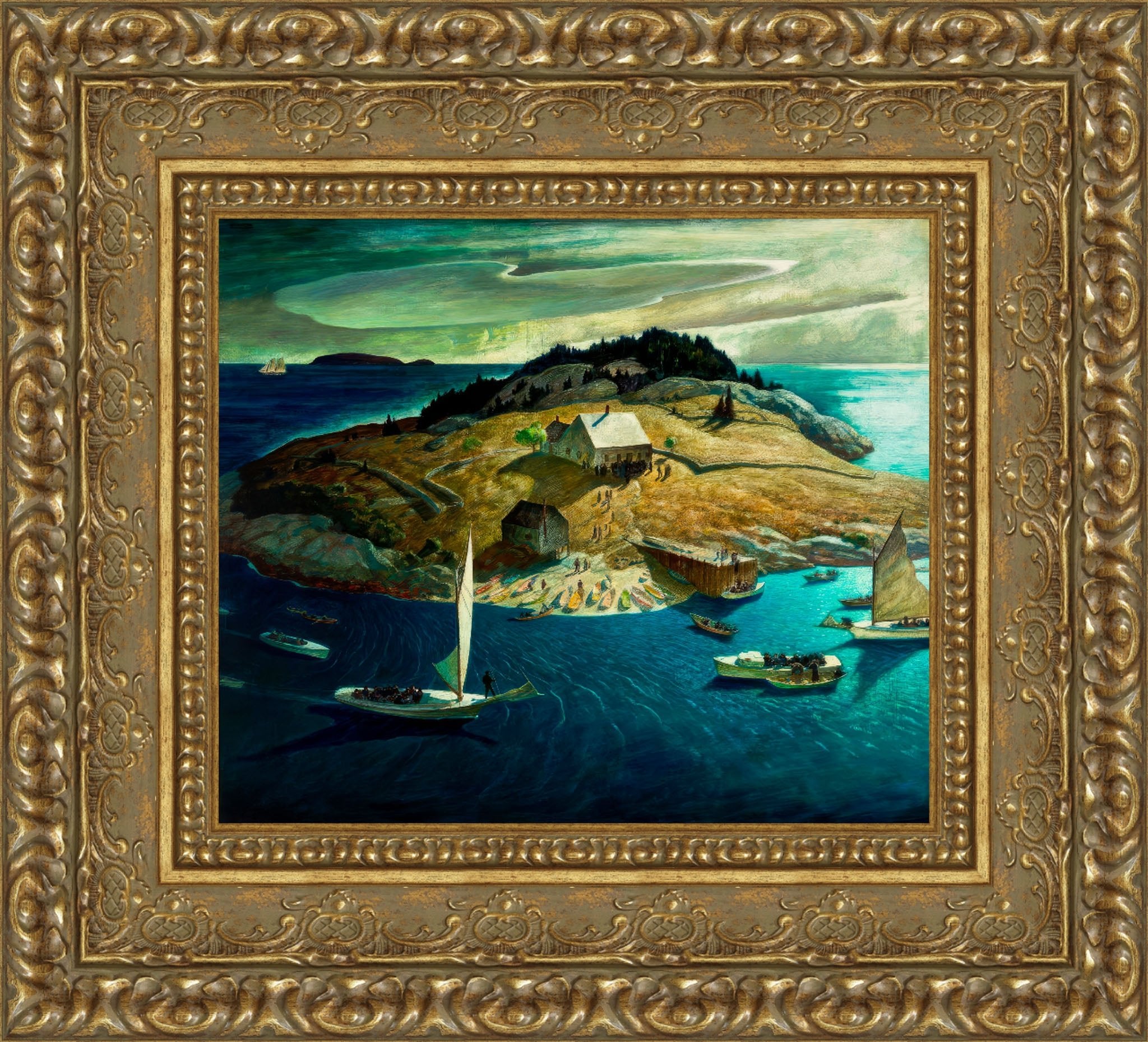 Island Funeral by N. C. Wyeth — Framed Giclee Canvas Print | Canvas Classics