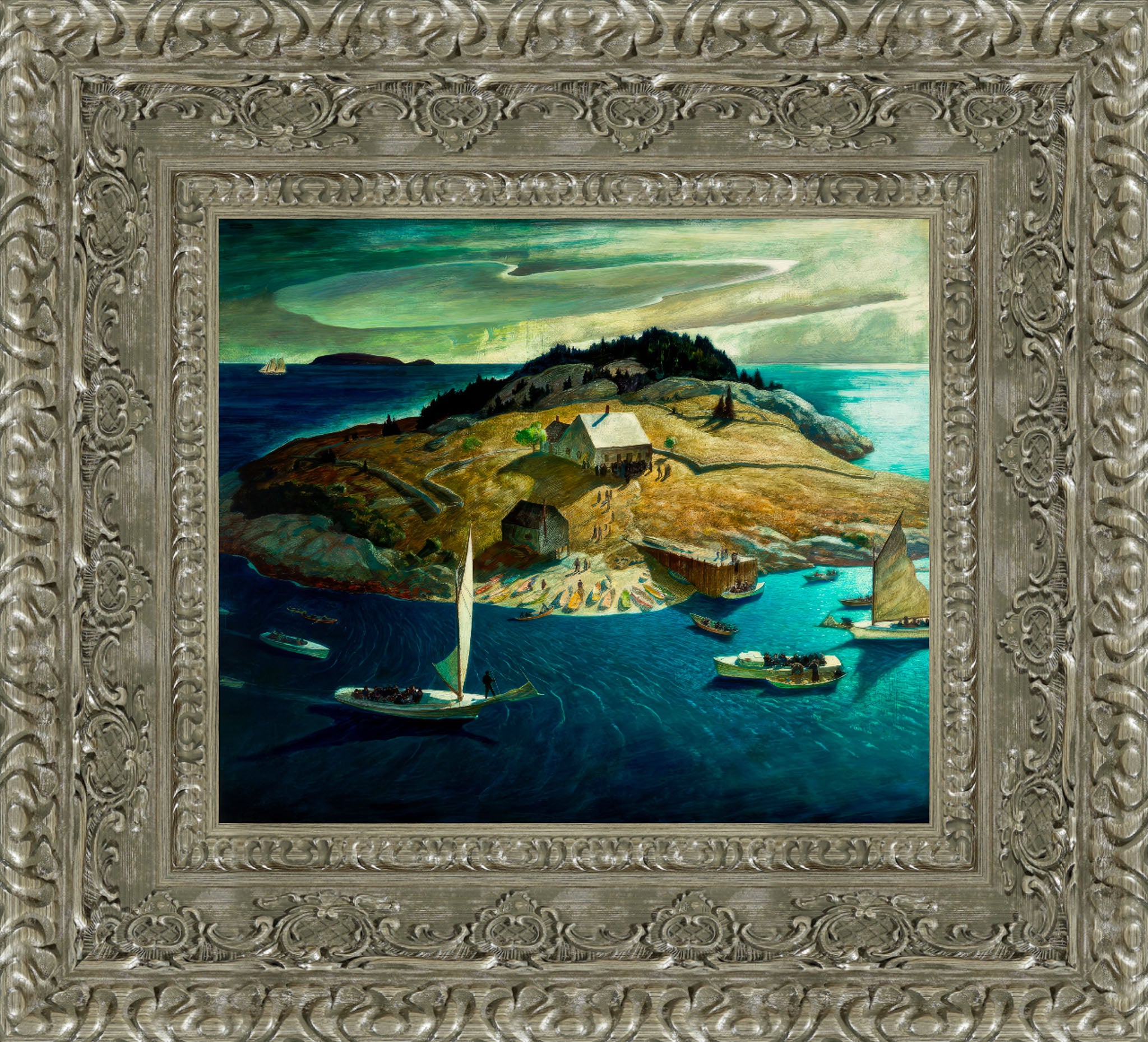 Island Funeral by N. C. Wyeth — Framed Giclee Canvas Print | Canvas Classics