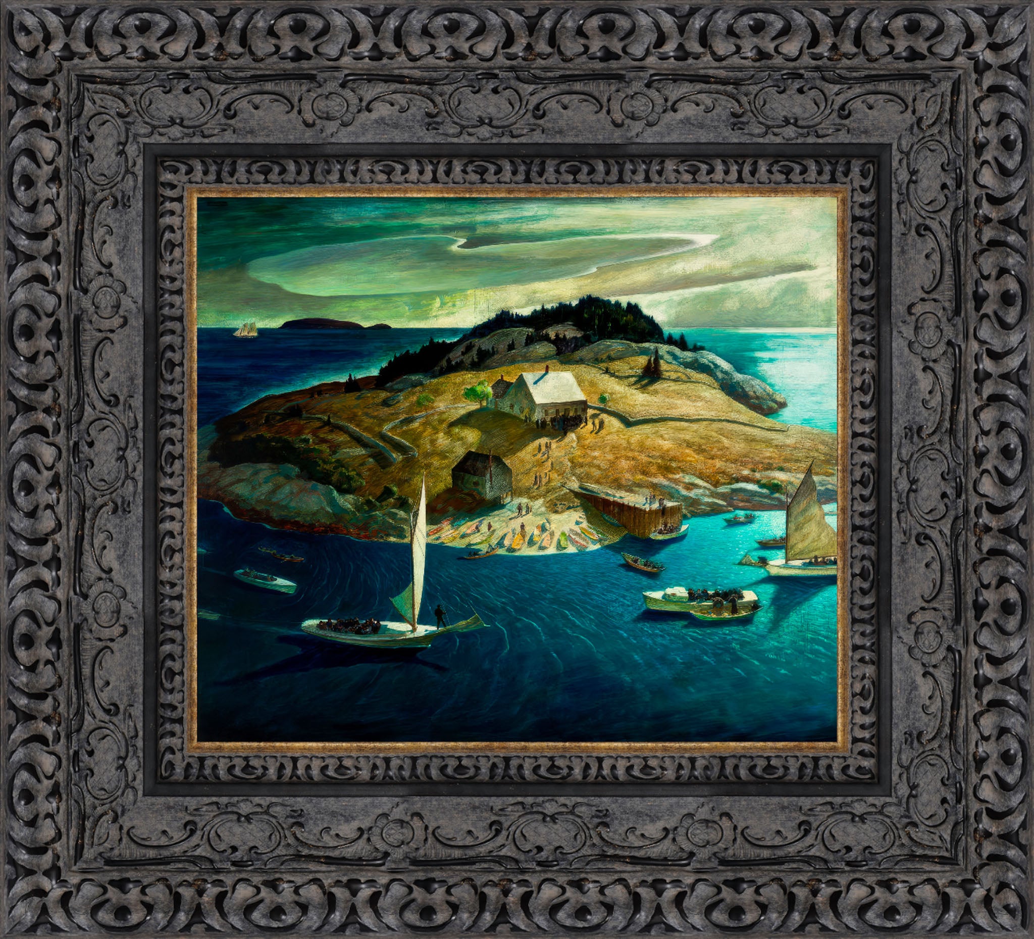 Island Funeral by N. C. Wyeth — Framed Giclee Canvas Print | Canvas Classics