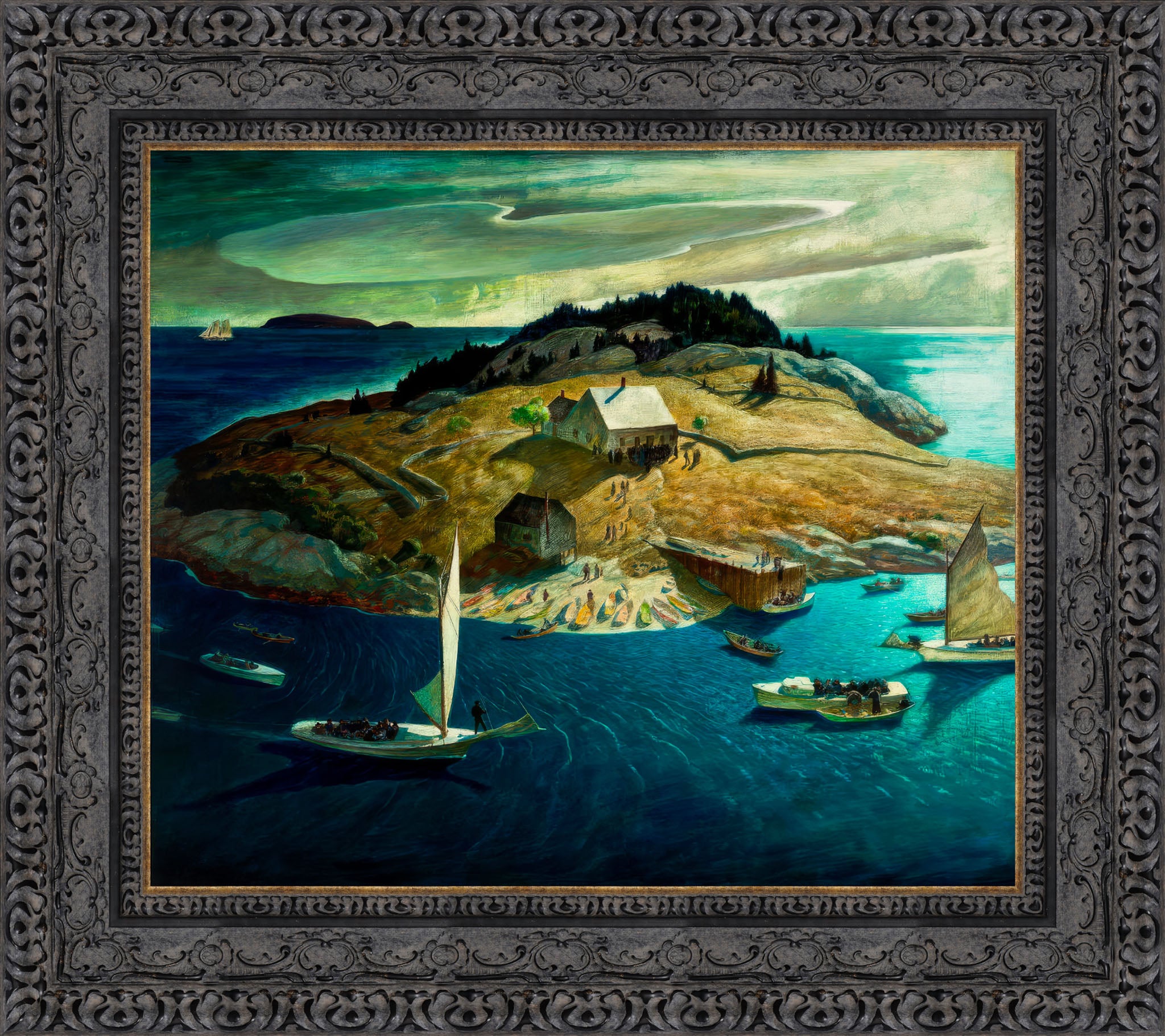 Island Funeral by N. C. Wyeth — Framed Giclee Canvas Print | Canvas Classics