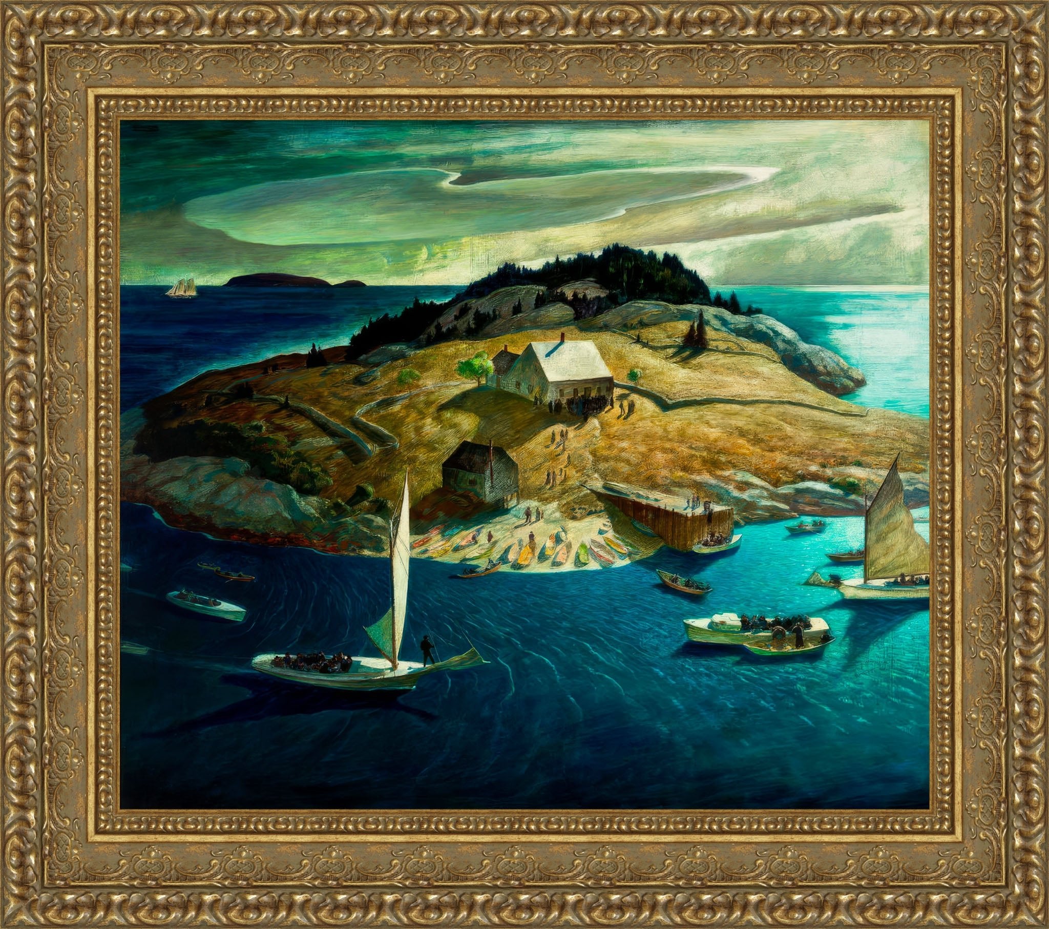 Island Funeral by N. C. Wyeth — Framed Giclee Canvas Print | Canvas Classics