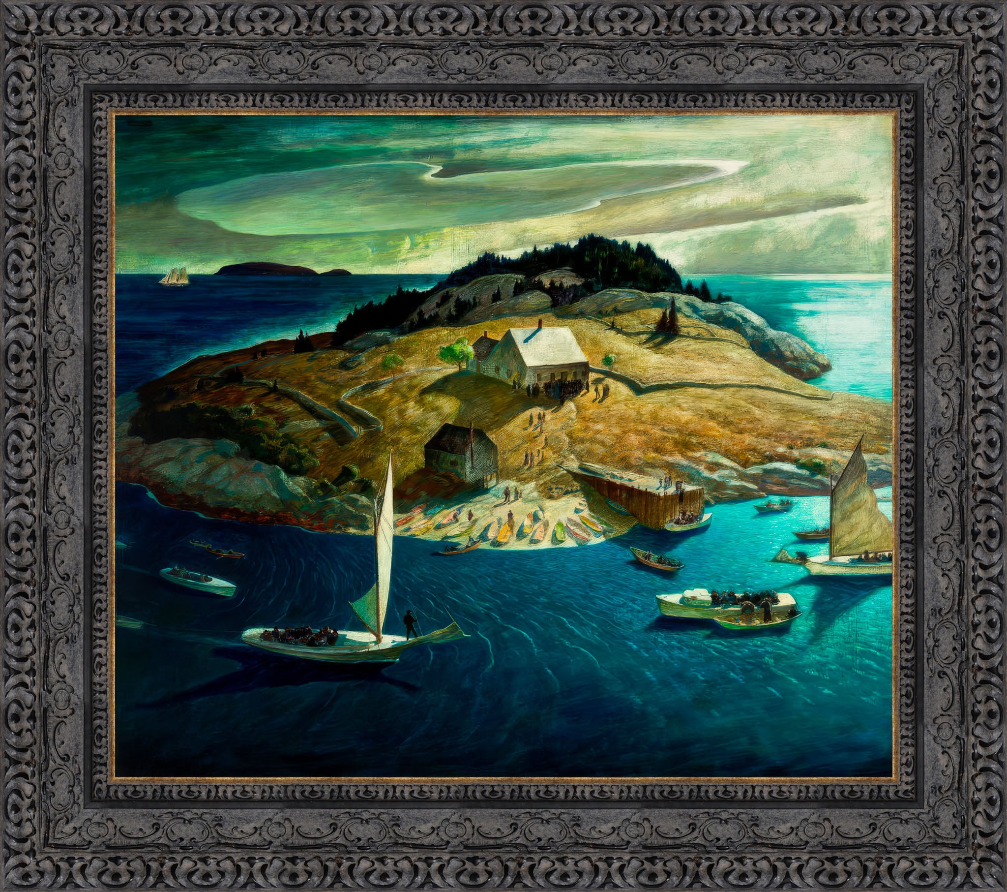 Island Funeral by N. C. Wyeth — Framed Giclee Canvas Print | Canvas Classics