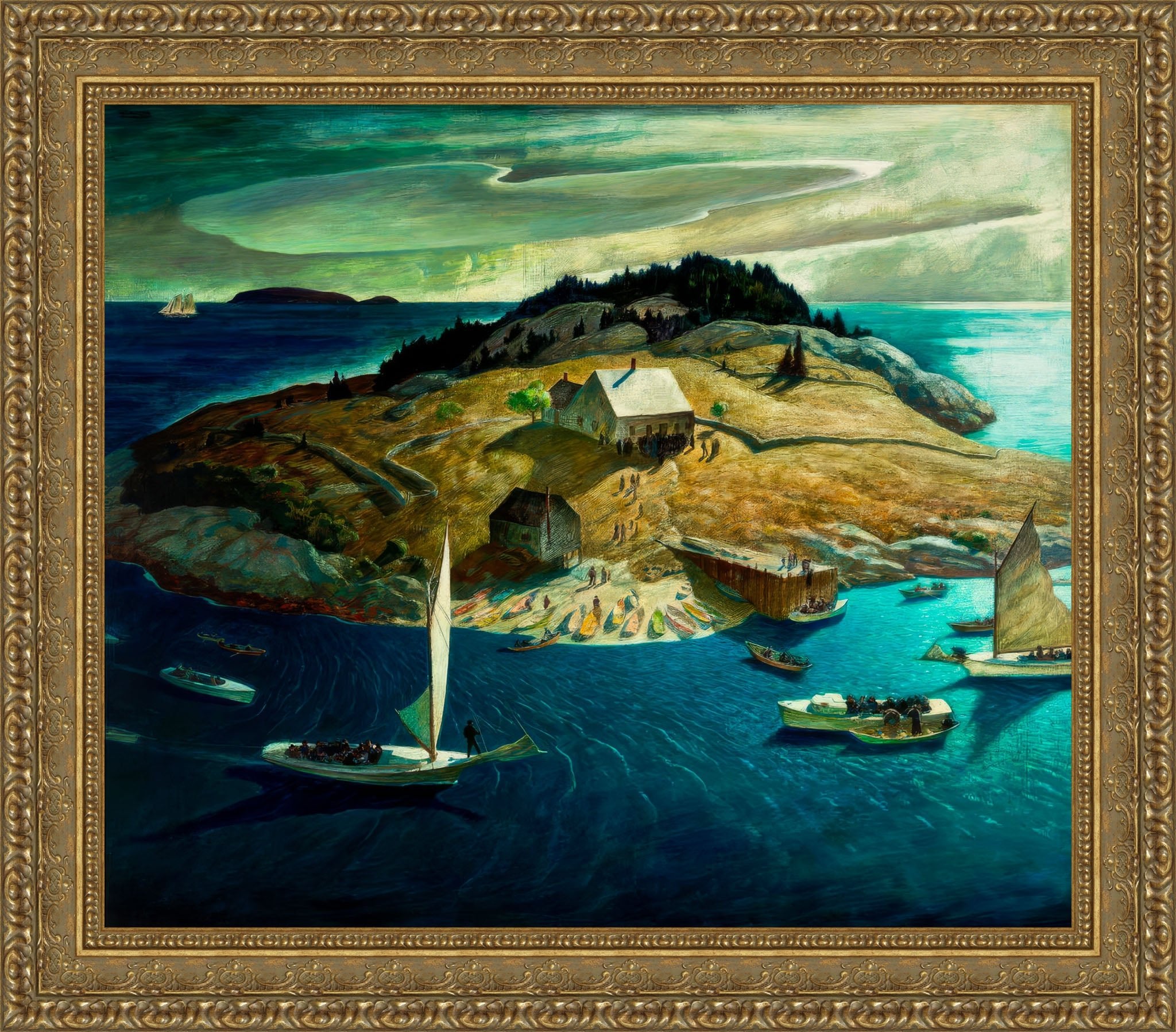 Island Funeral by N. C. Wyeth — Framed Giclee Canvas Print | Canvas Classics