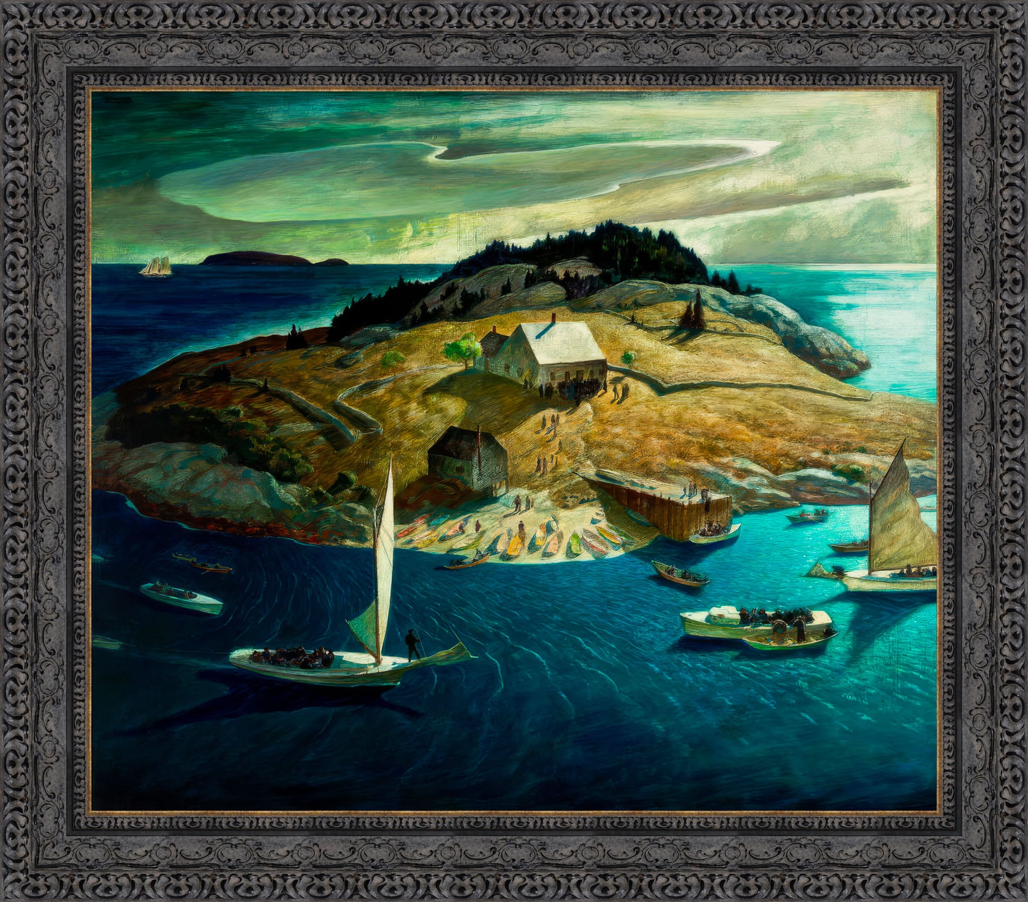 Island Funeral by N. C. Wyeth — Framed Giclee Canvas Print | Canvas Classics