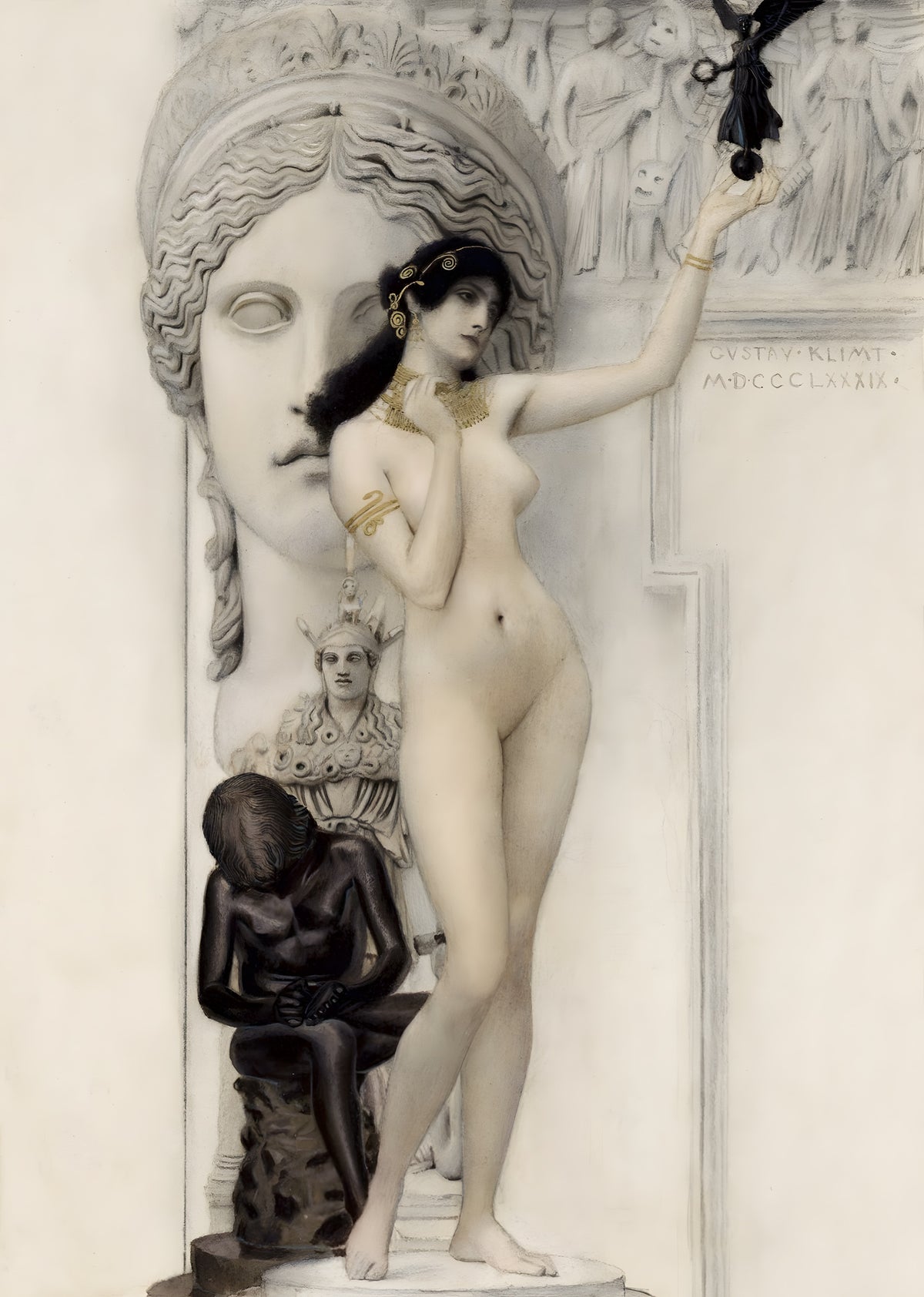Allegory of Sculpture by Gustav Klimt — Framed Giclee Canvas Print | Canvas Classics