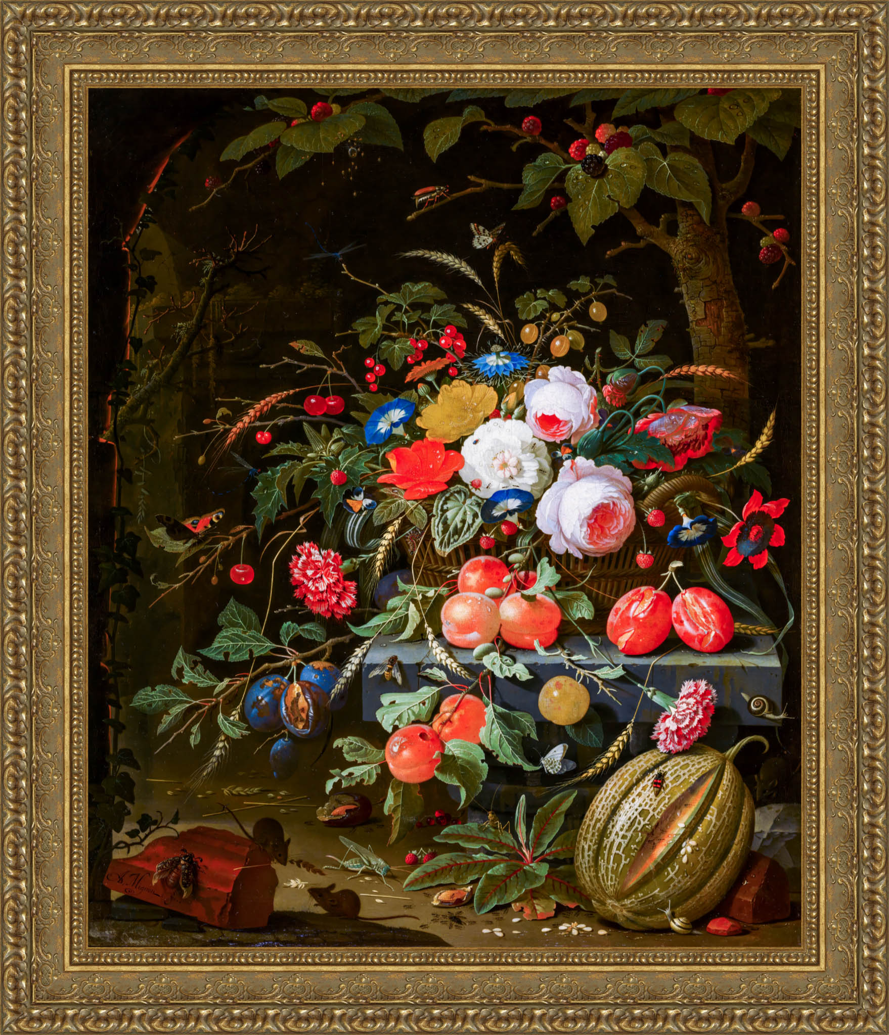 Flowers And Fruit – Abraham Mignon, 1665 - Canvas Classics