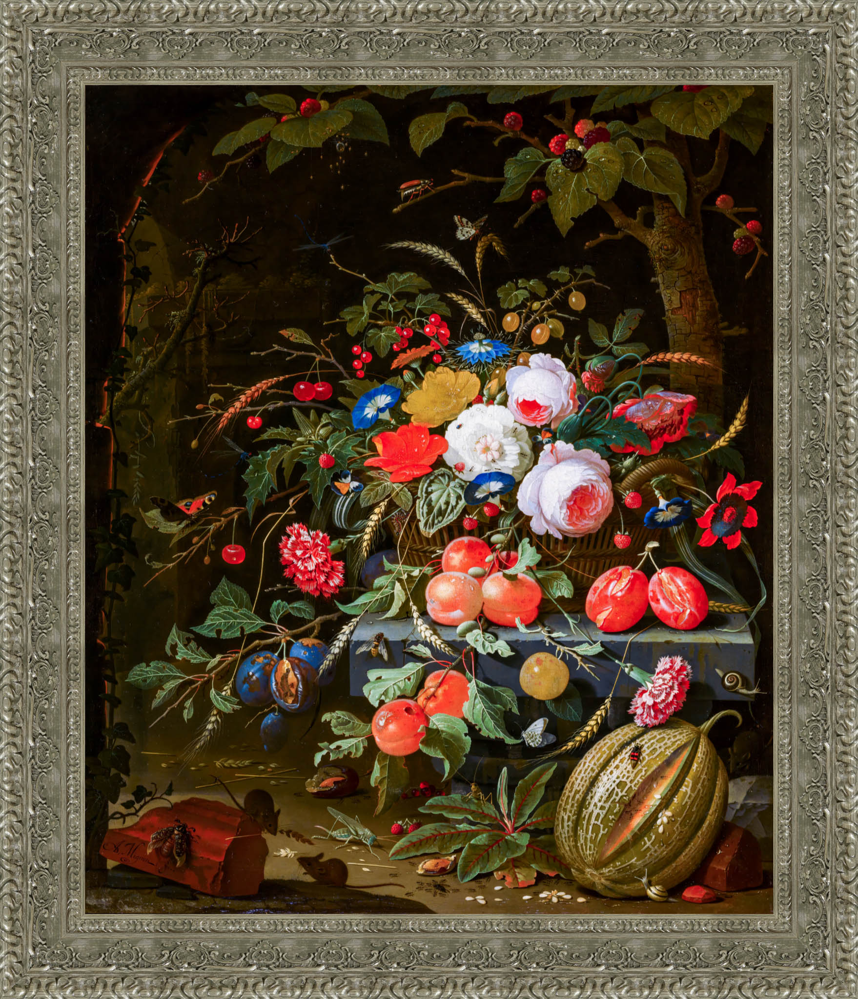 Flowers And Fruit – Abraham Mignon, 1665 - Canvas Classics