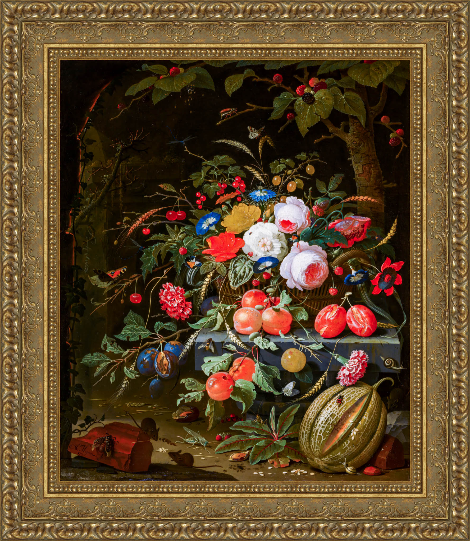 Flowers And Fruit – Abraham Mignon, 1665 - Canvas Classics