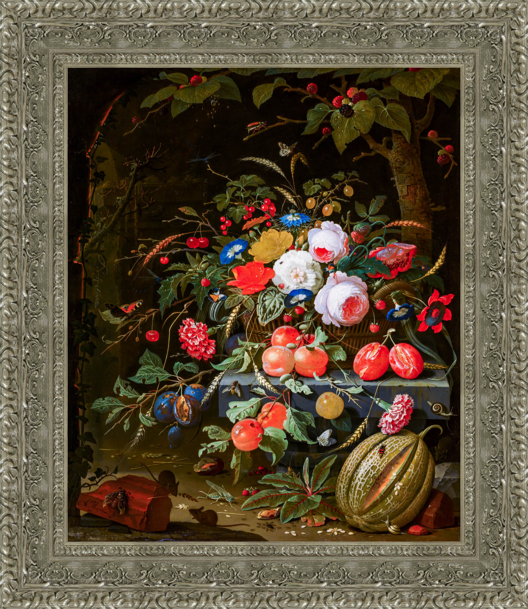 Flowers And Fruit – Abraham Mignon, 1665 - Canvas Classics
