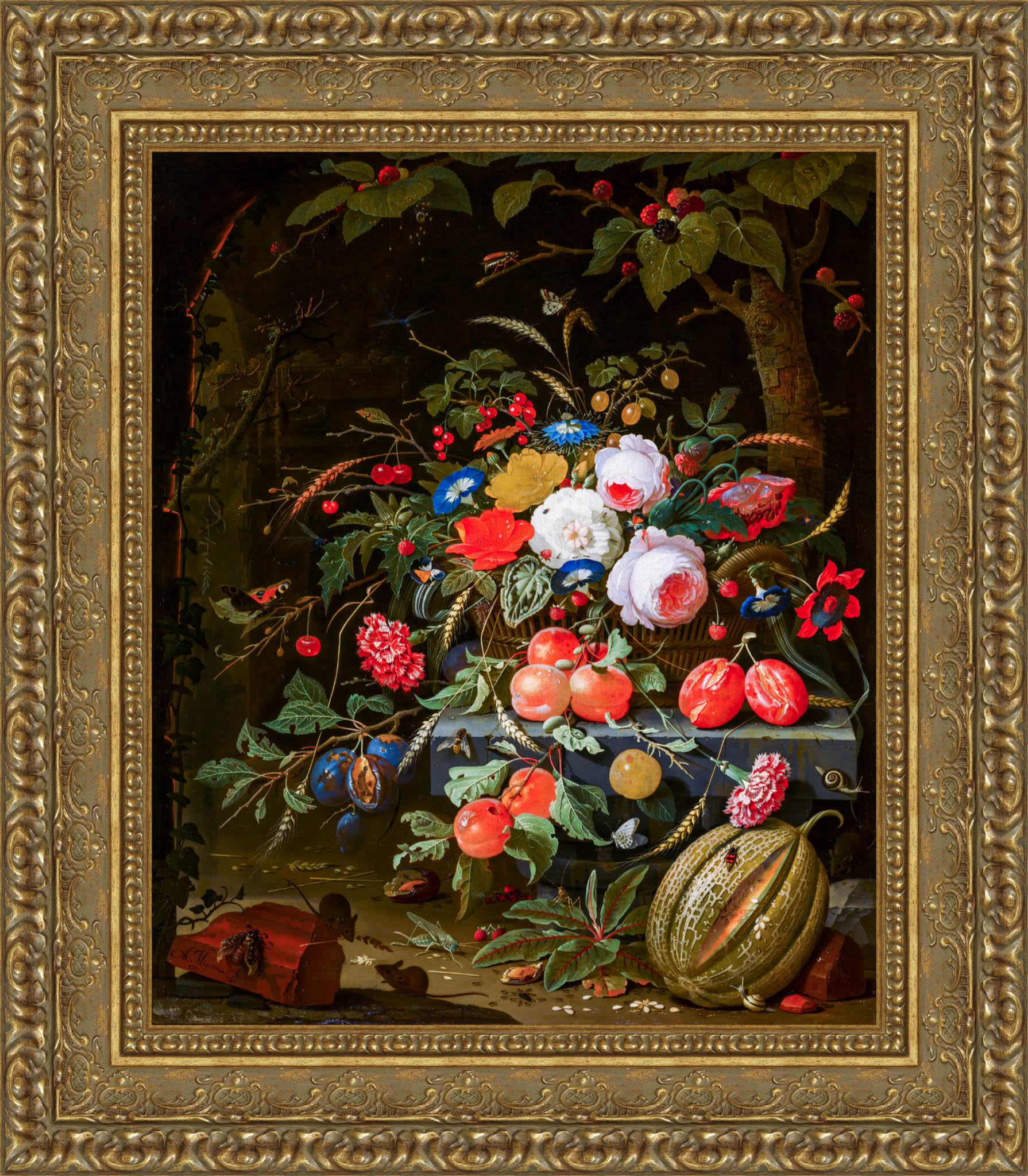 Flowers And Fruit – Abraham Mignon, 1665 - Canvas Classics