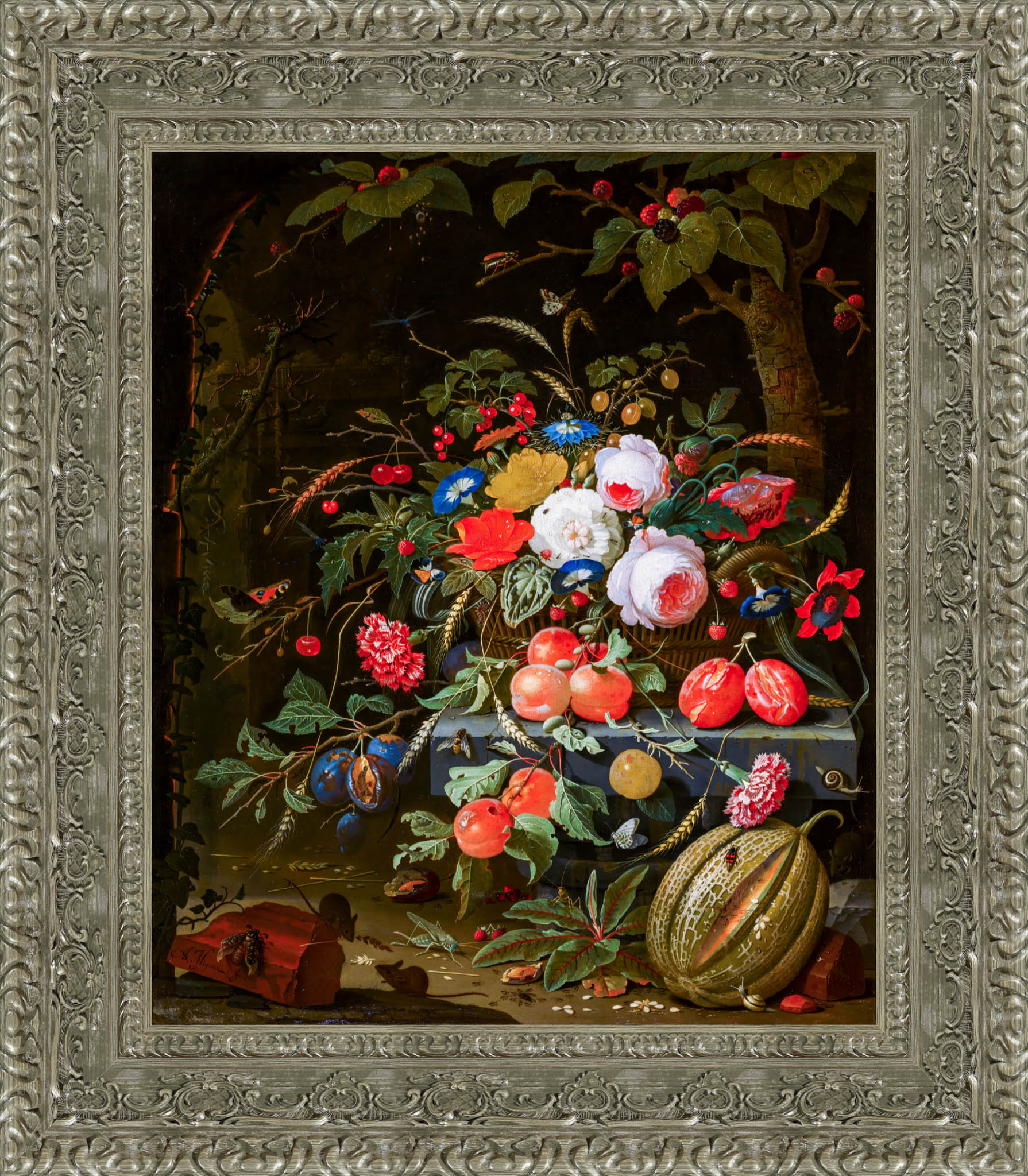 Flowers And Fruit – Abraham Mignon, 1665 - Canvas Classics