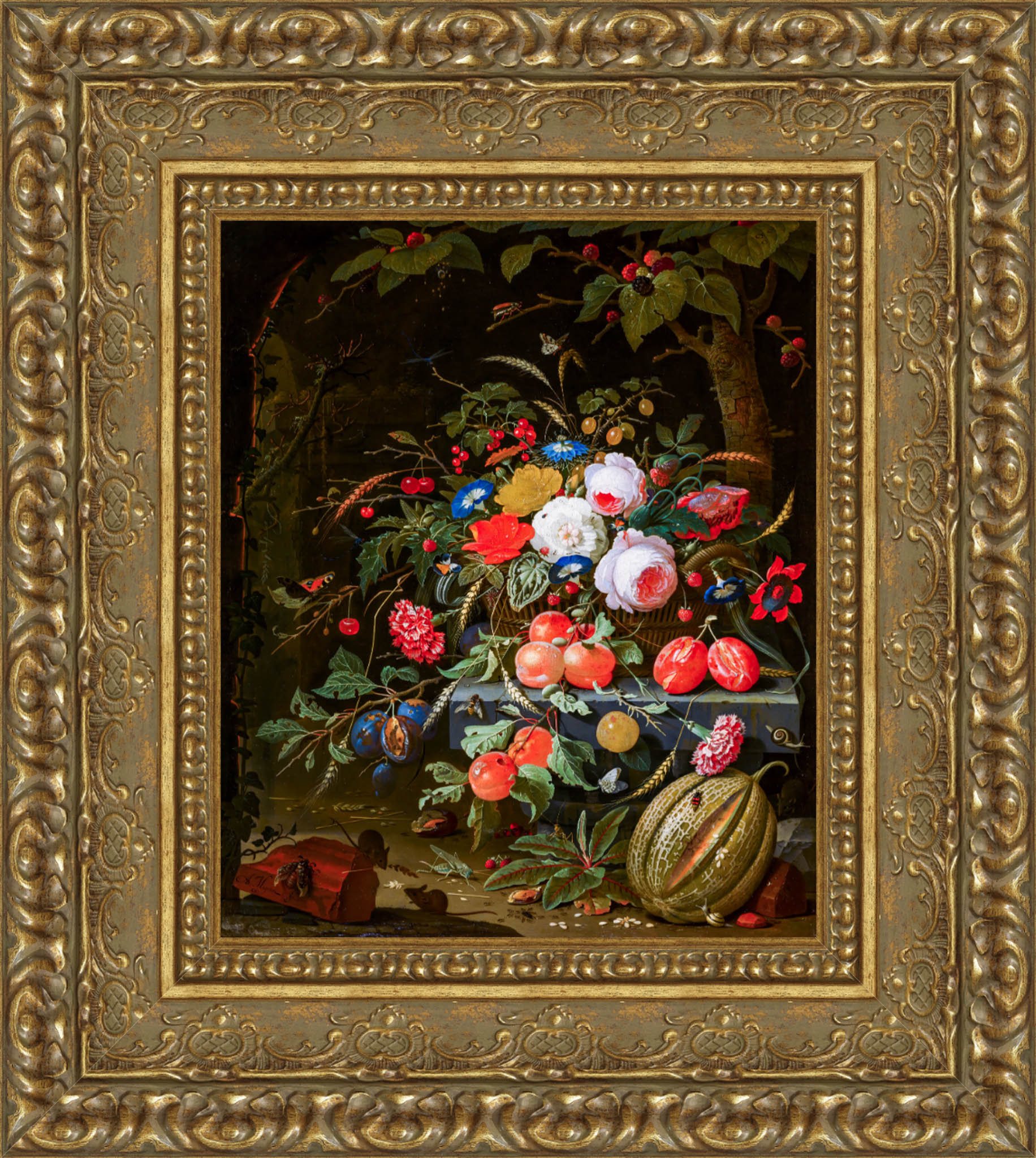 Flowers And Fruit – Abraham Mignon, 1665 - Canvas Classics