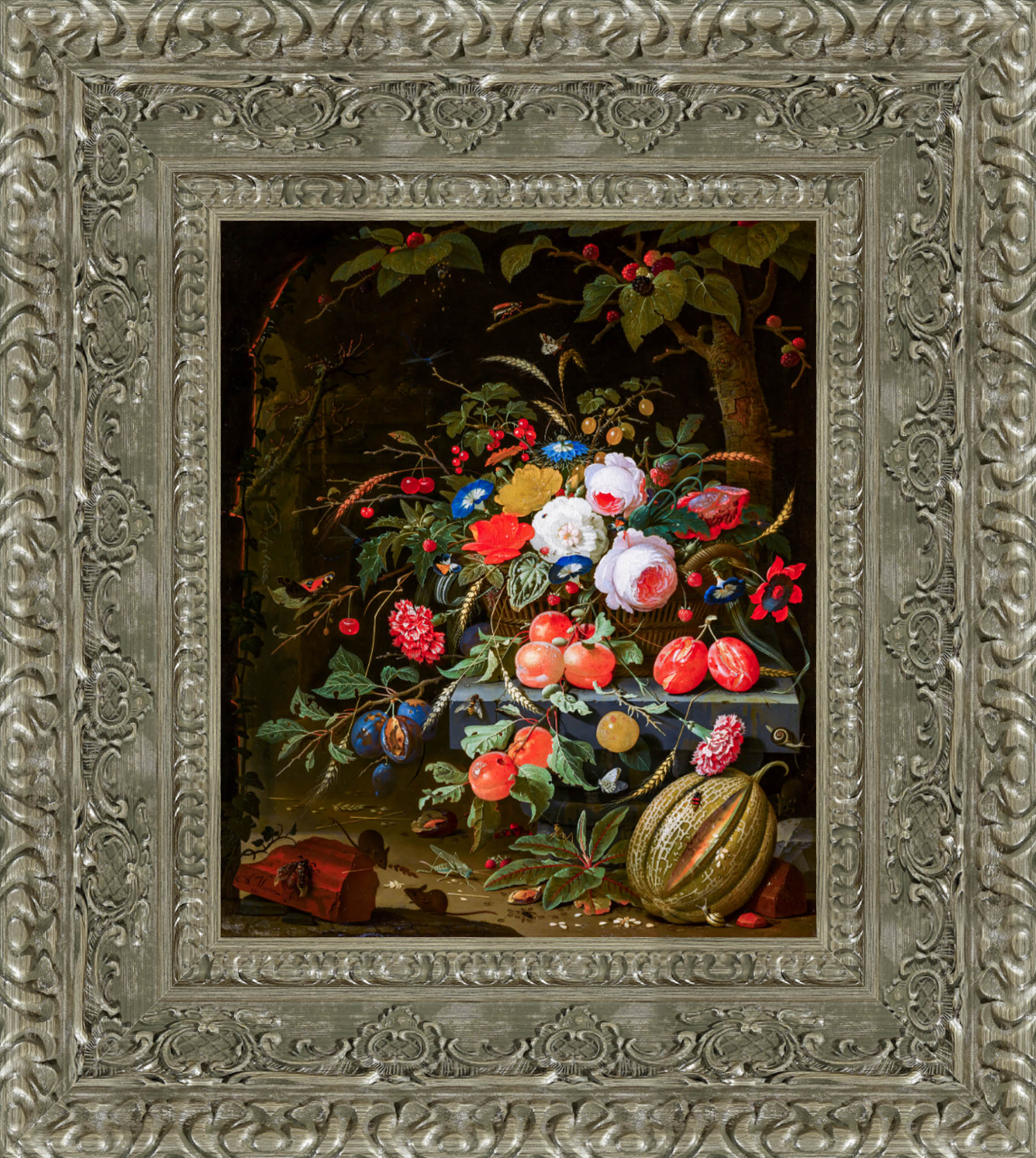 Flowers And Fruit – Abraham Mignon, 1665 - Canvas Classics