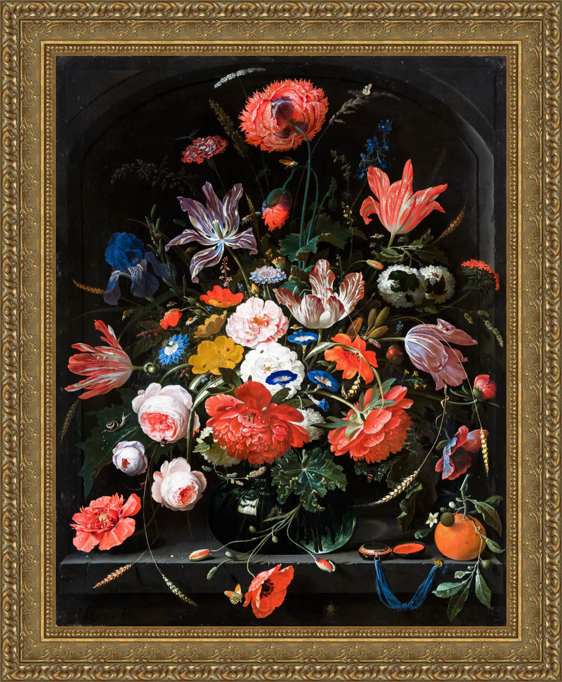 Flowers In A Glass Vase – Abraham Mignon, 1670