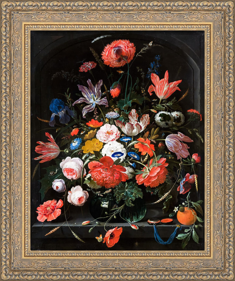 Flowers In A Glass Vase – Abraham Mignon, 1670