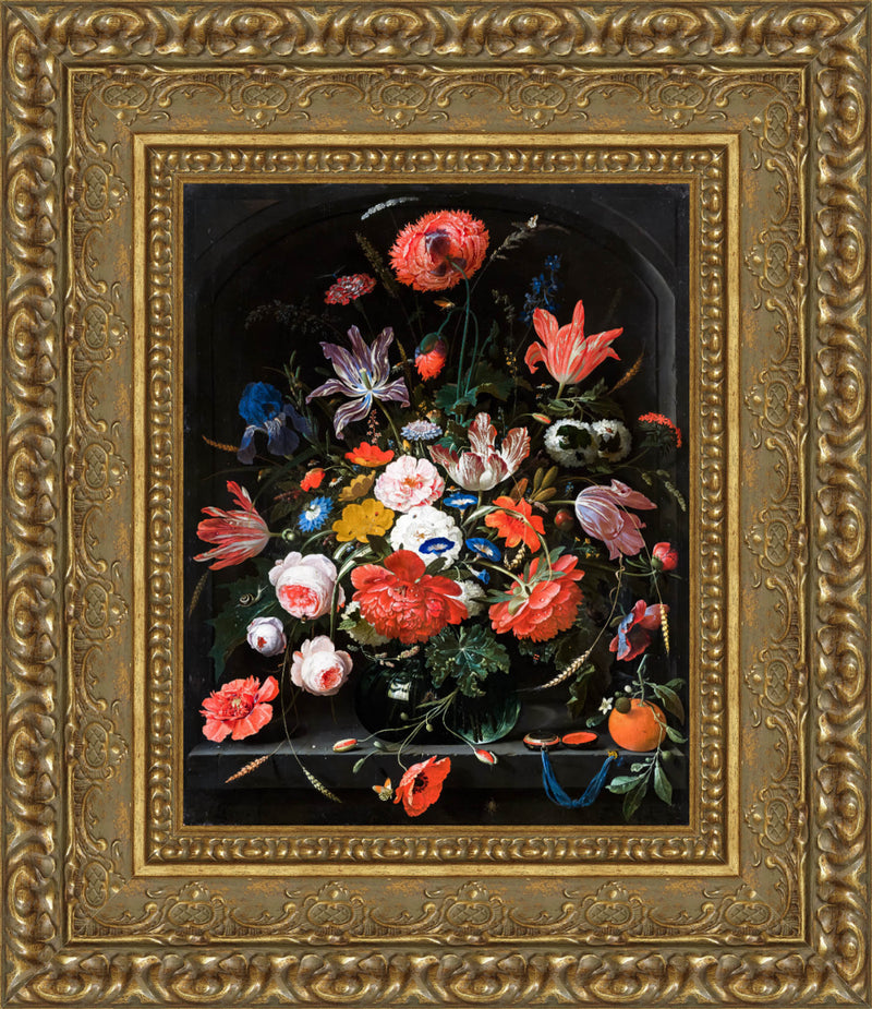 Flowers In A Glass Vase – Abraham Mignon, 1670