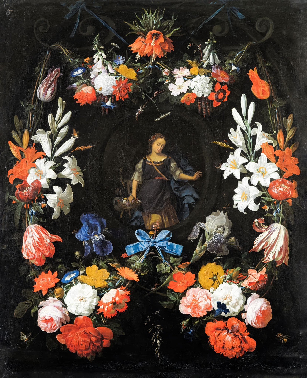 Garland Of Flowers – Abraham Mignon, 1665-1679, framed