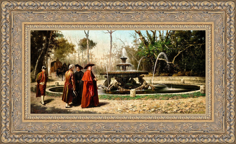 Cardinal by the Seahorse Fountain in Rome – Achille Guerra, 1880
