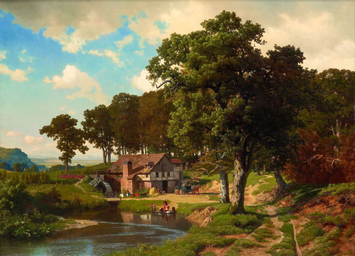 A Rustic Mill – Albert Bierstadt, 1860s, framed
