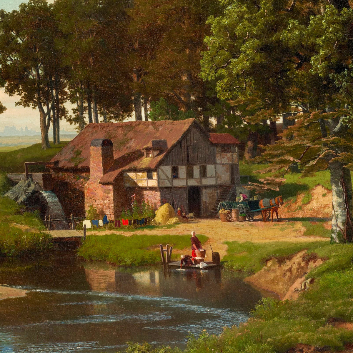 A Rustic Mill – Albert Bierstadt, 1860s, print detail at full resolution