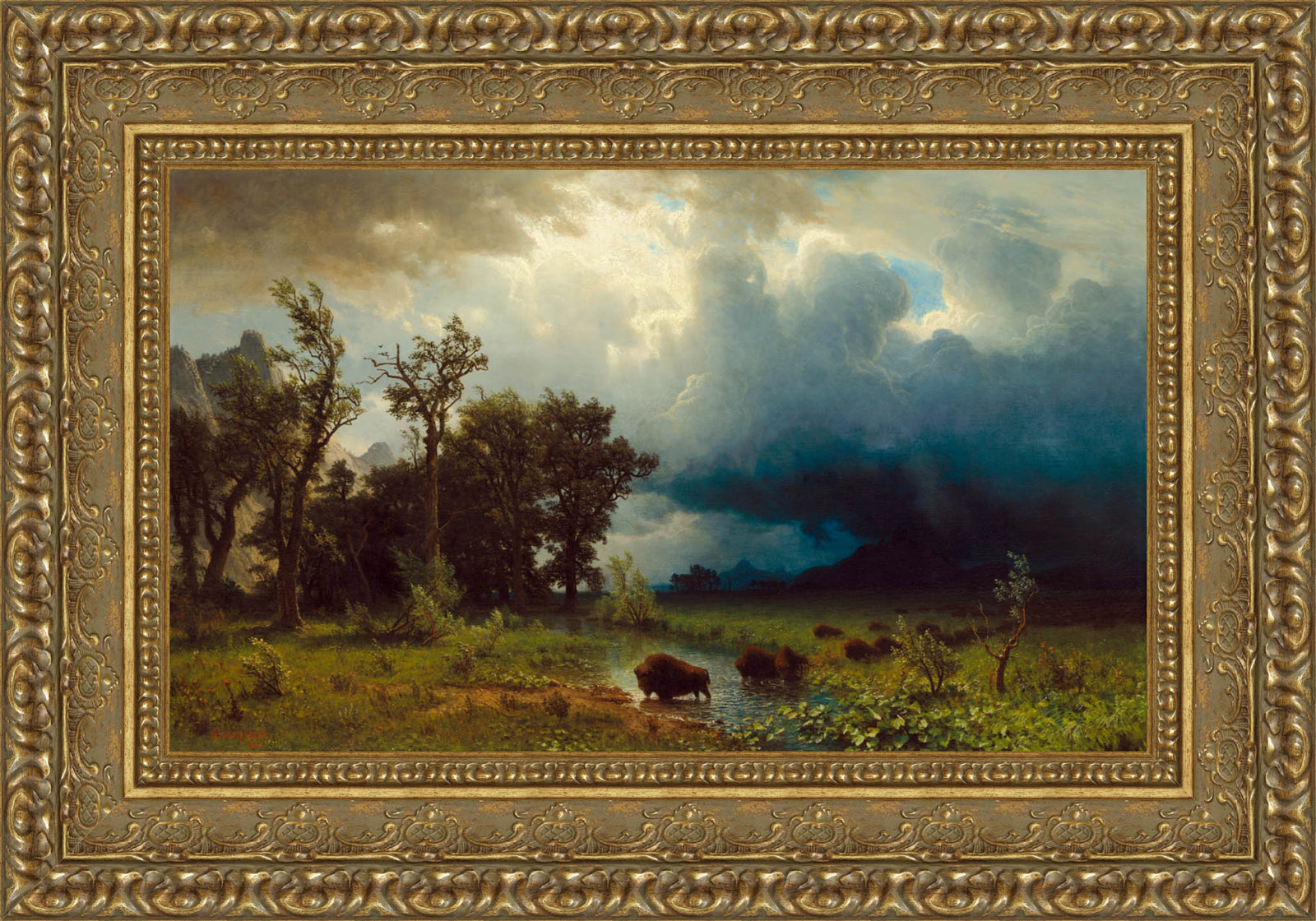 Buffalo Trail: The Impending Storm – Albert Bierstadt, 1869