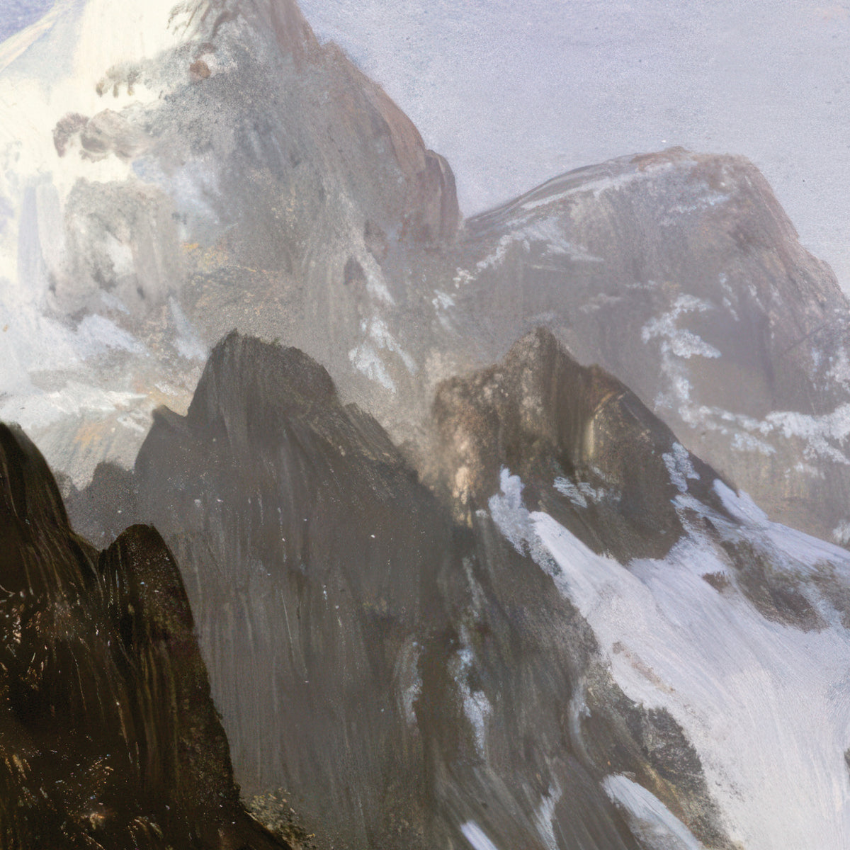 Canadian Rockies, Lake Louise – Albert Bierstadt, 1889, print detail at full resolution