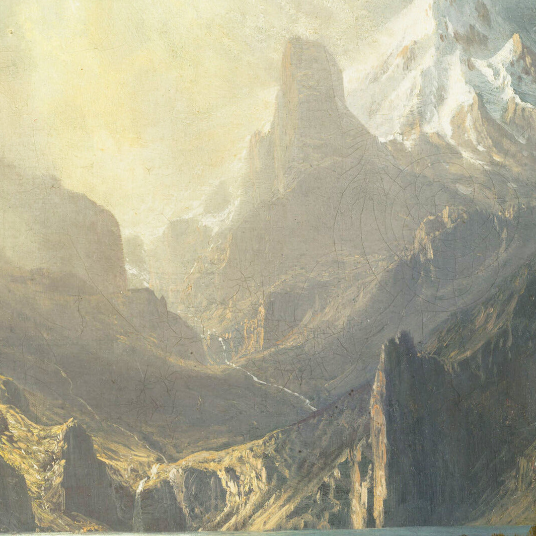 In the Sierras – Albert Bierstadt, 1872, print detail at full resolution