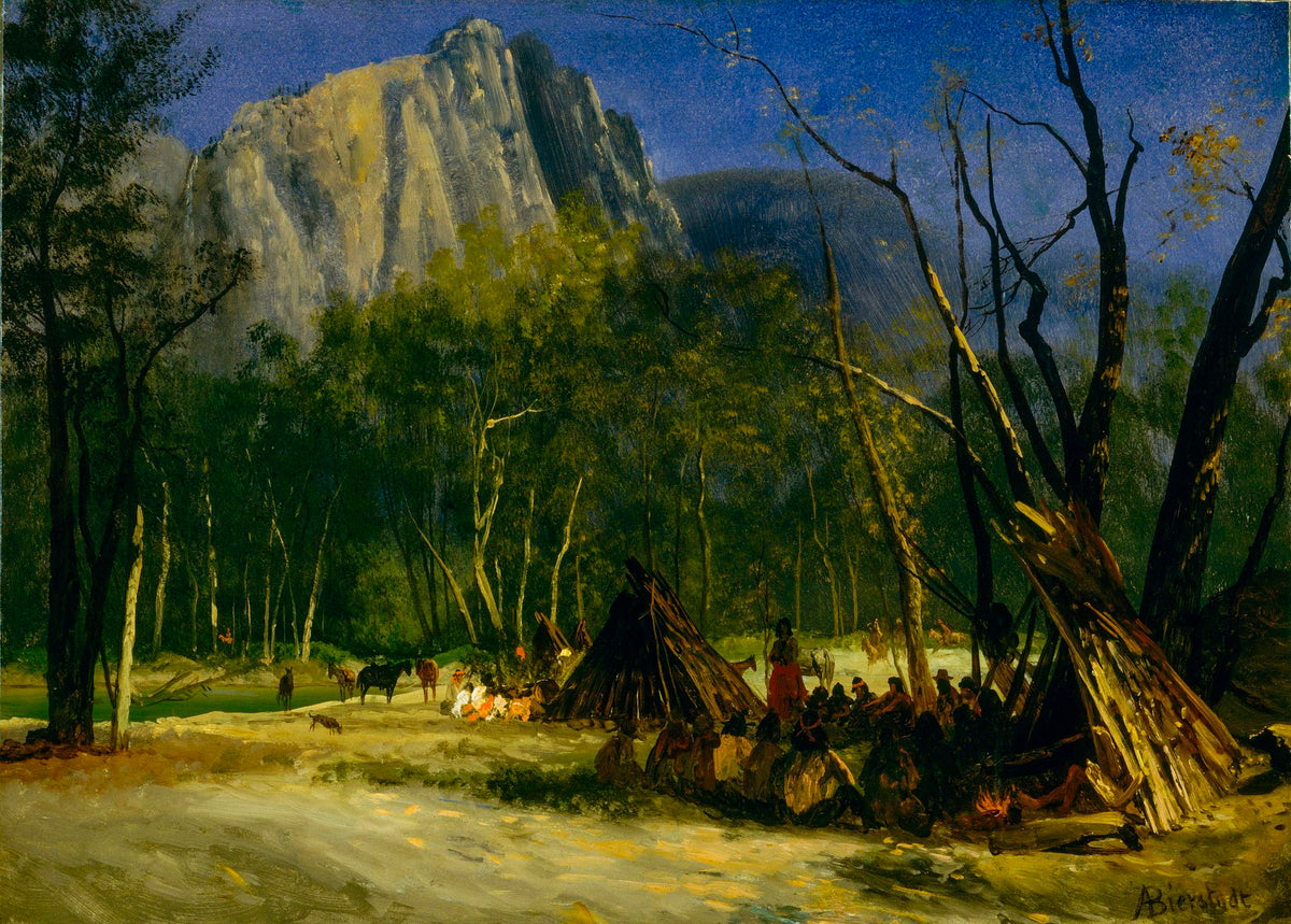 Indians in Council, California – Albert Bierstadt, 1872, framed