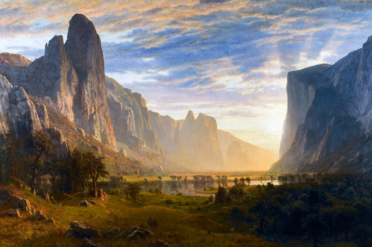Looking Down Yosemite Valley – Albert Bierstadt, 1865, framed