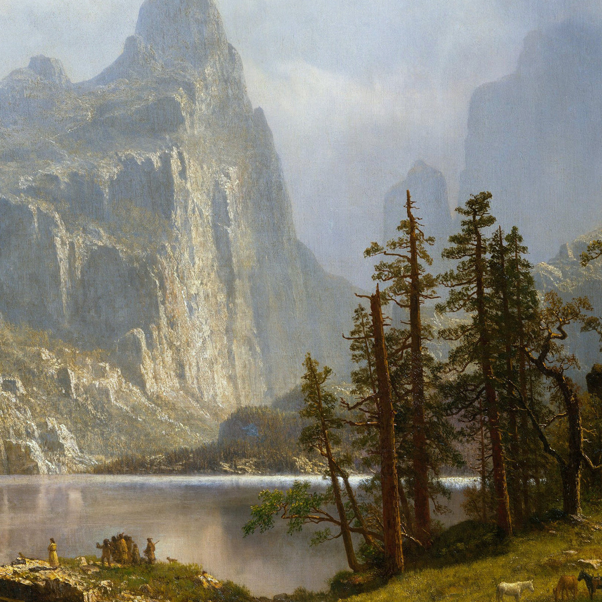 Merced River, Yosemite Valley – Albert Bierstadt, 1866, print detail at full resolution