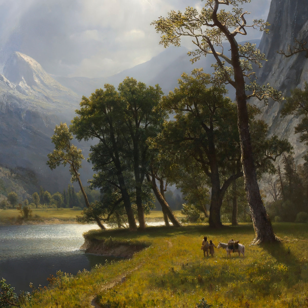 Mount Starr King, Yosemite – Albert Bierstadt, 1875, print detail at full resolution