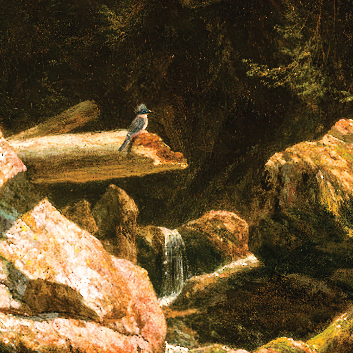 Mountain Brook – Albert Bierstadt, 1863, print detail at full resolution