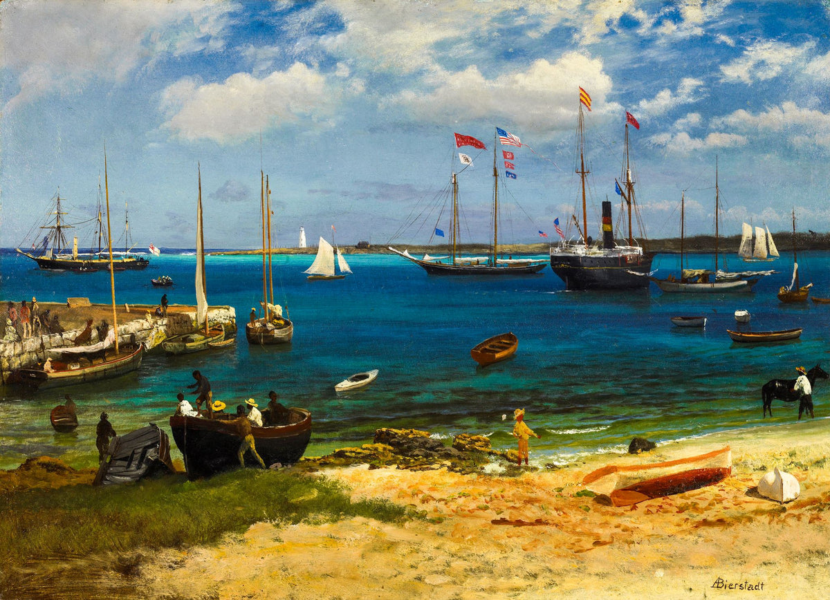 Nassau Harbor - Albert Bierstadt, 1877, framed