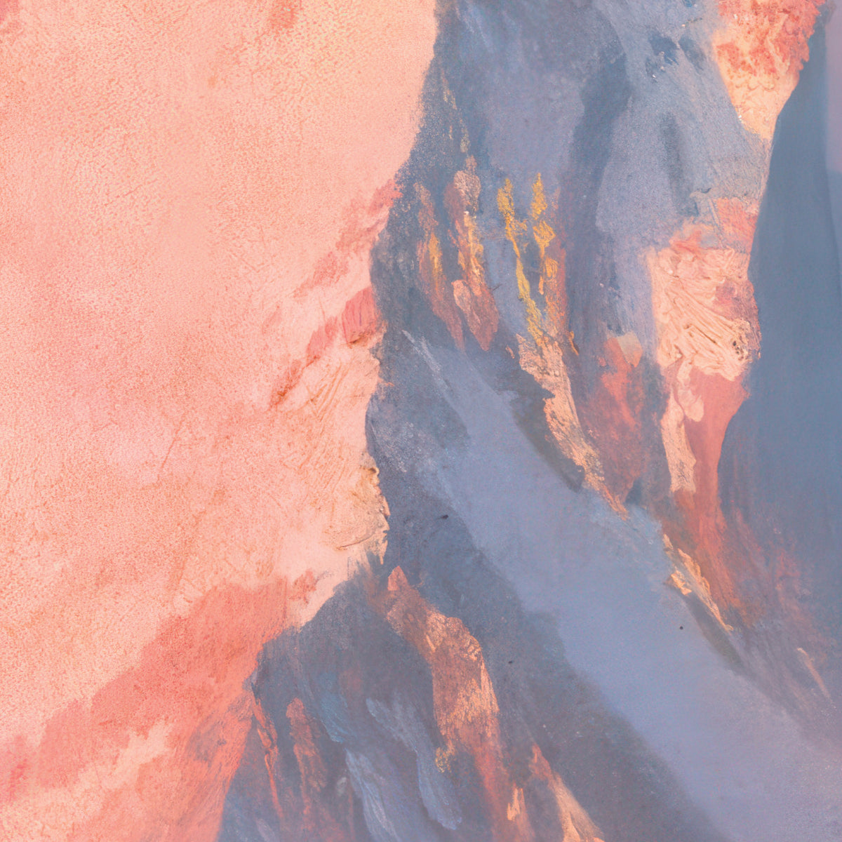 Sunrise on the Matterhorn – Albert Bierstadt, 1875, print detail at full resolution