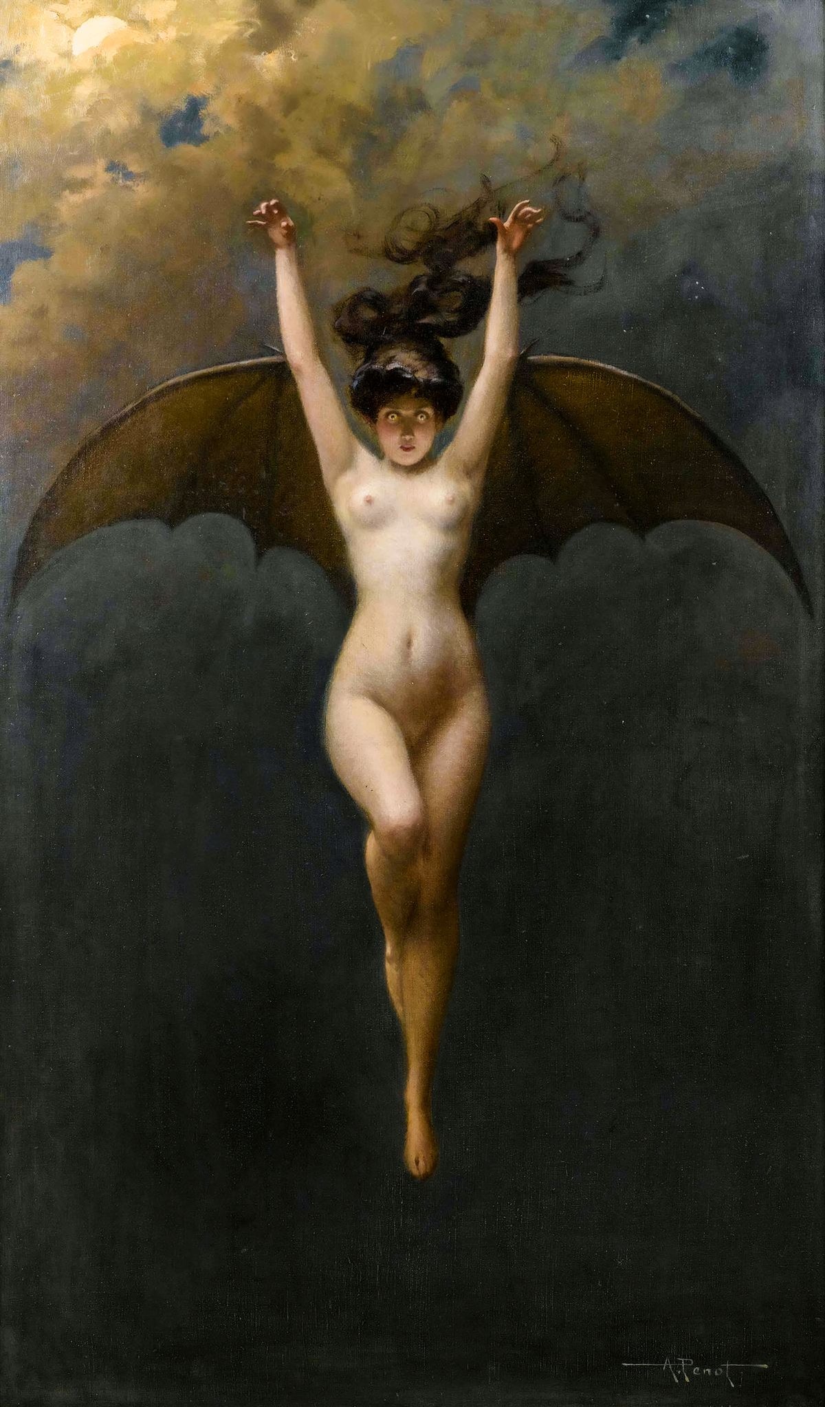The Bat Woman (La femme-chauve-souris) – Albert Joseph Pénot, 1890, framed