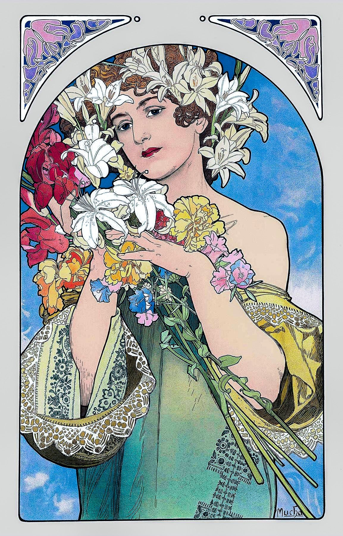 Flower – Alphonse Mucha, 1897, framed