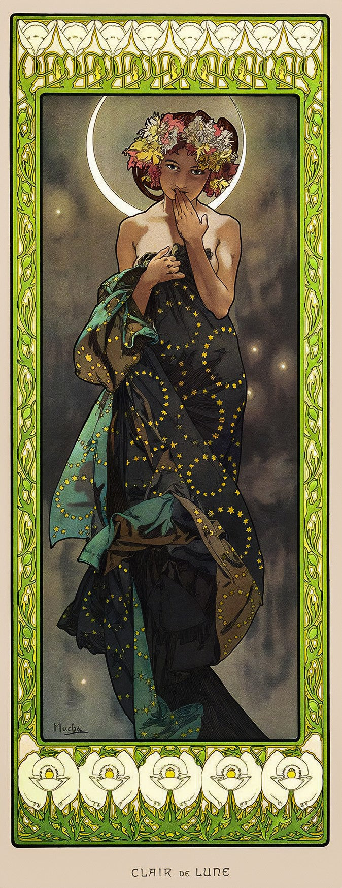 Clair de Lune (Moonlight) – Alphonse Mucha, 1902, framed