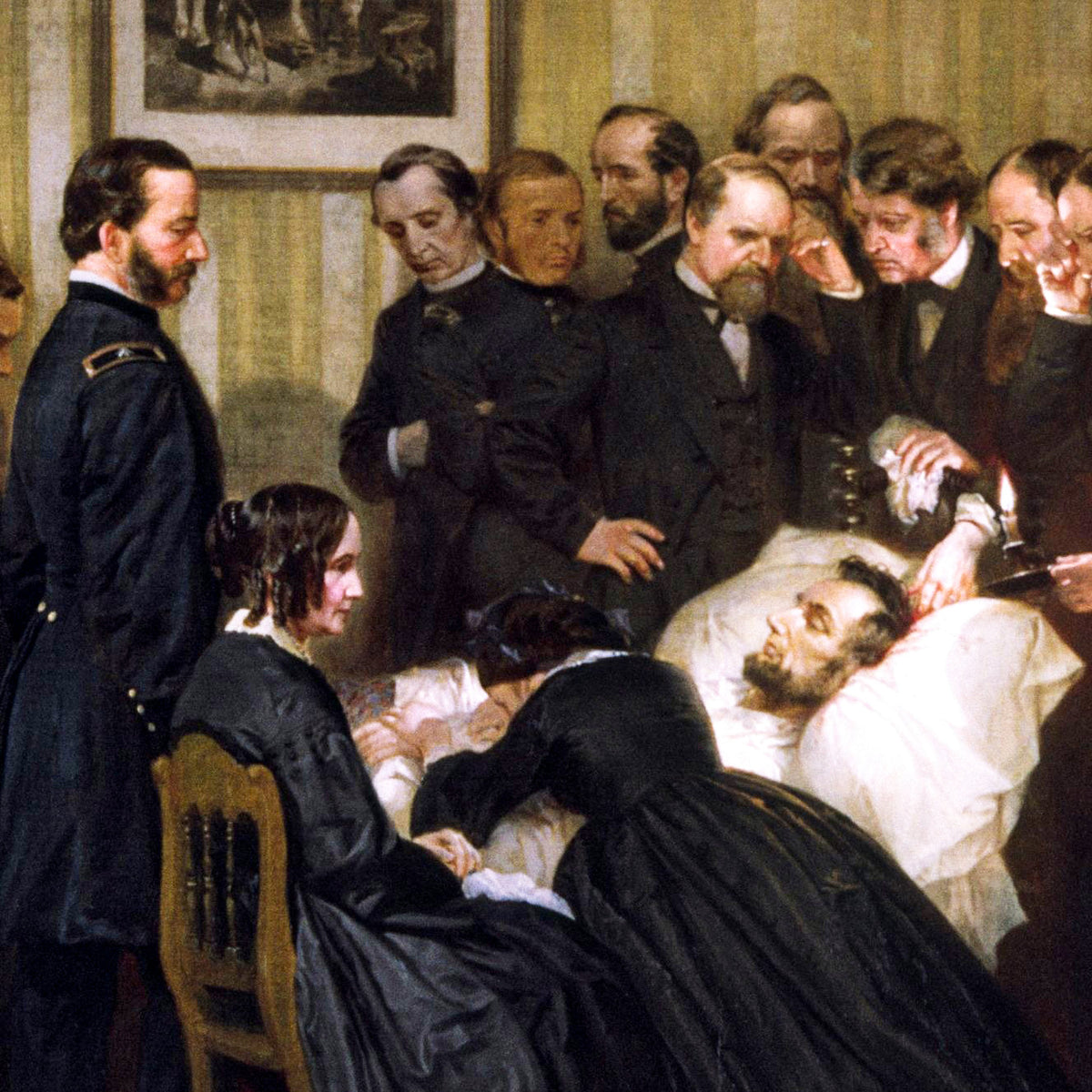 The Last Hours of Abraham Lincoln – Alonzo Chappel, 1868, print detail at full resolution