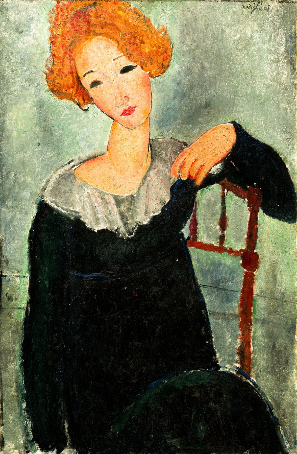 Woman With Red Hair – Amedeo Modigliani, 1917, framed