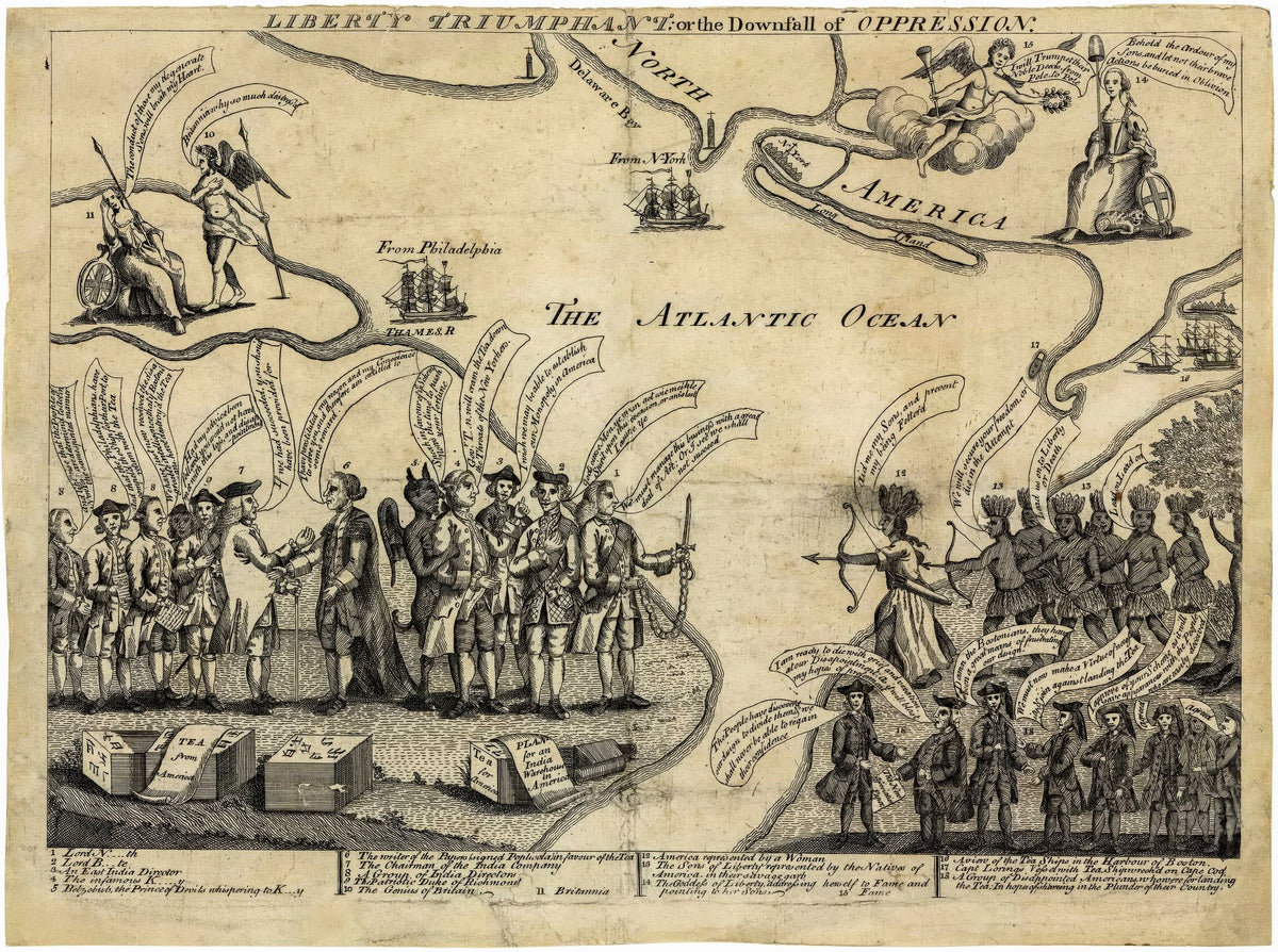 Liberty Triumphant or the Downfall of Oppression – Anonymous, 1774, framed