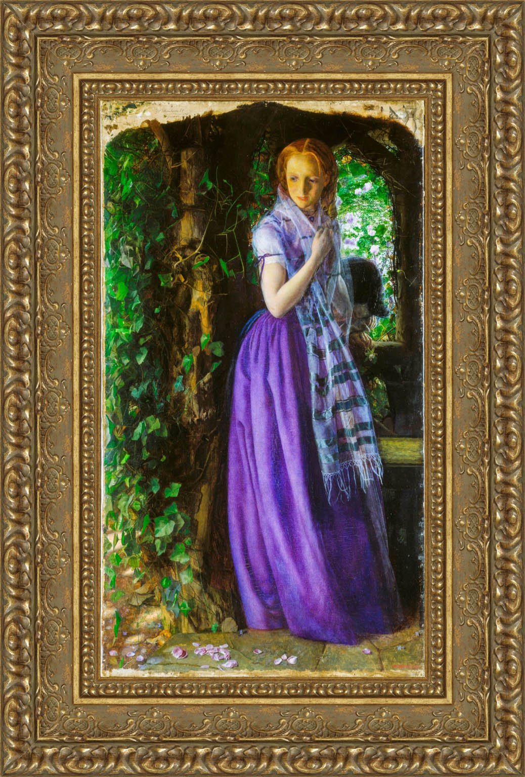 April Love by Arthur Hughes — Framed Giclee Canvas Print | Canvas Classics