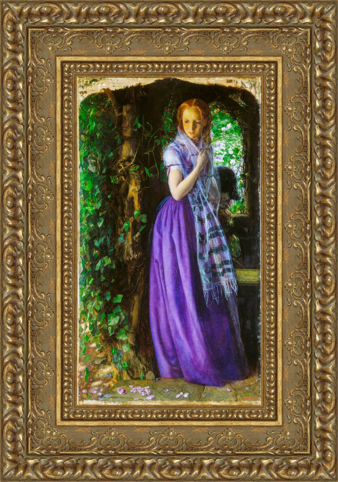 April Love by Arthur Hughes — Framed Giclee Canvas Print | Canvas Classics